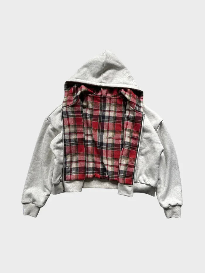CHEQUERED LINE –  ZIP UP HOODIE