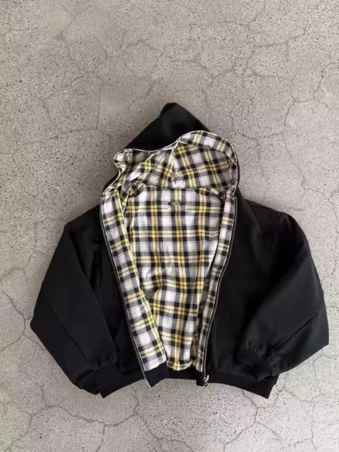 CHEQUERED LINE –  ZIP UP HOODIE