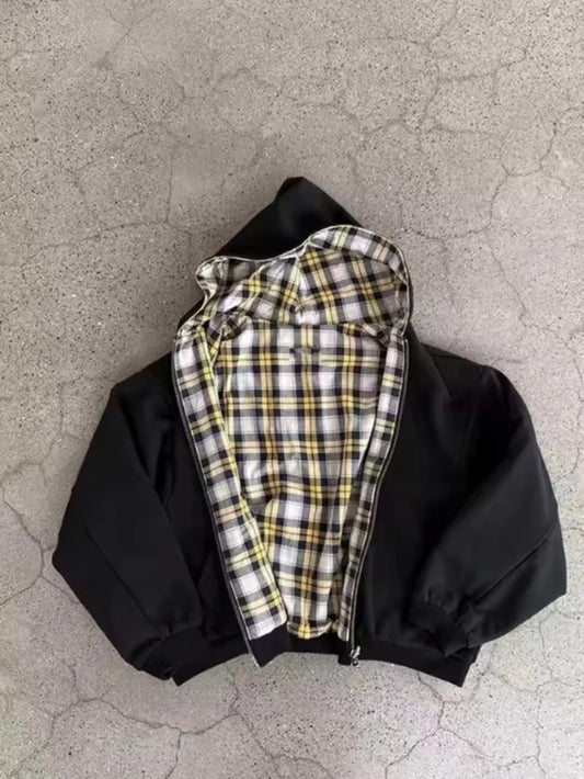CHEQUERED LINE –  ZIP UP HOODIE