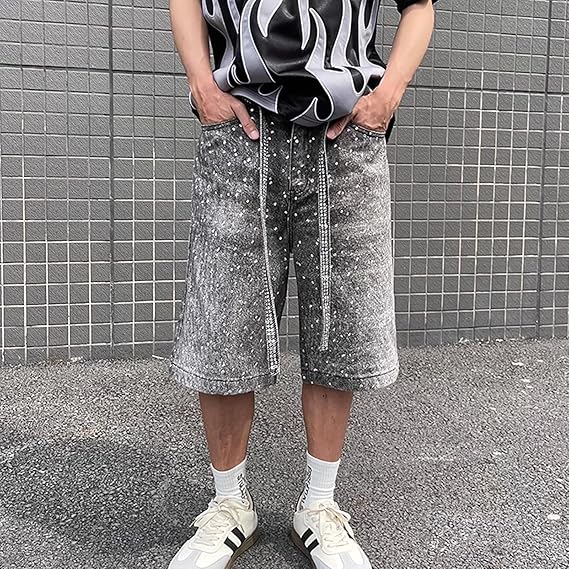 NEONCORE - WIDE LEG DENIM SHORTS