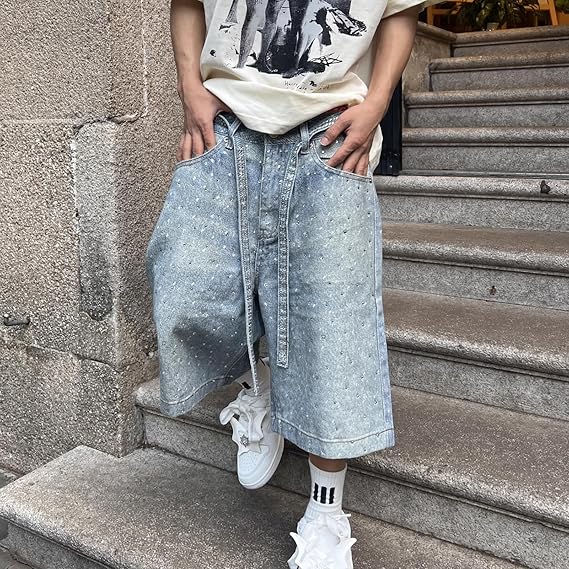 NEONCORE - WIDE LEG DENIM SHORTS