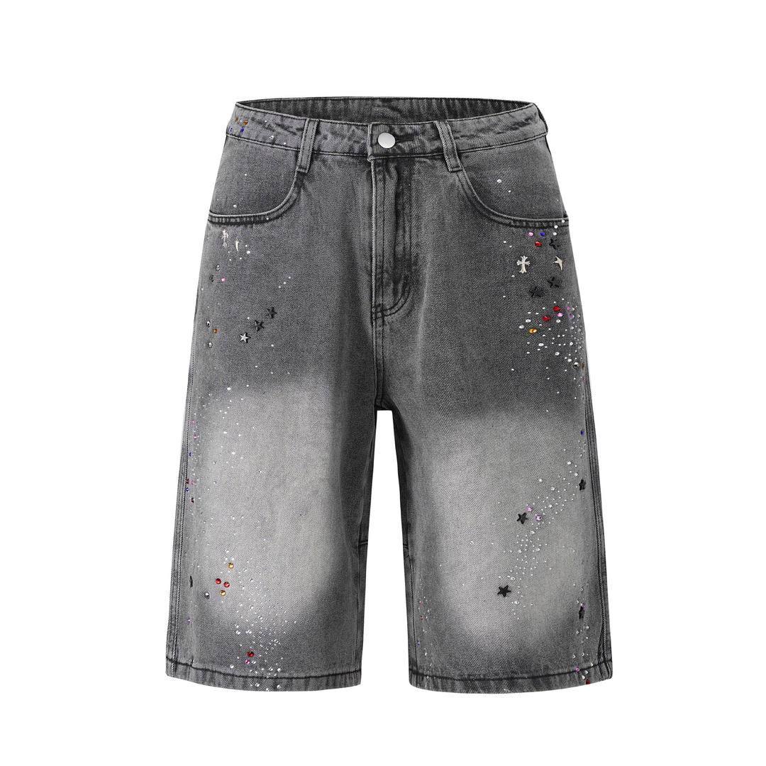NOIR EXIT - SHORTS RHINESTONE DENIM